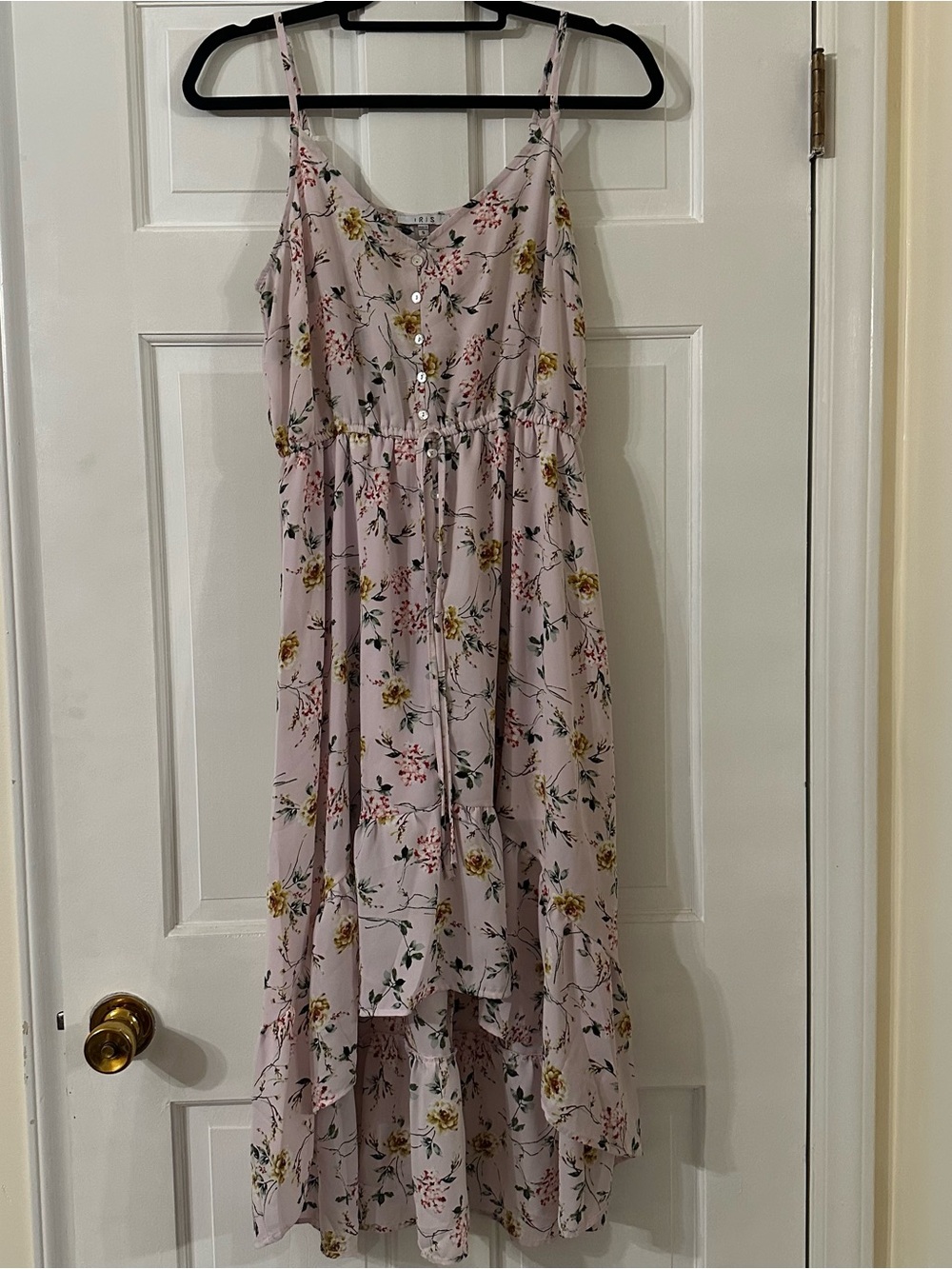 iris Pink Floral High-Low Sundress with Button Front